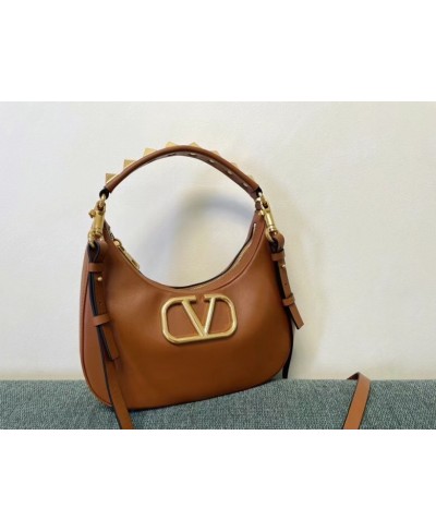 VALENTINO STUD SIGN CALFSKIN HOBO BAG