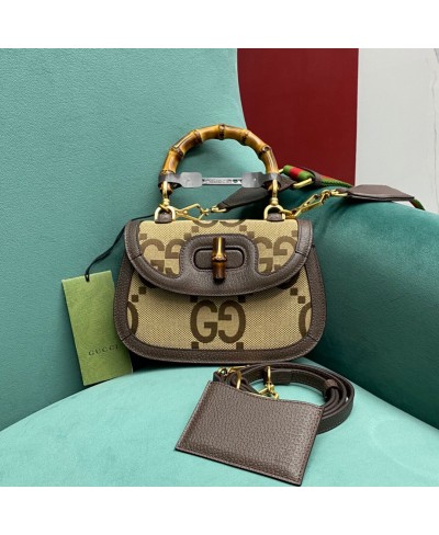 GUCCI Gucci Bamboo 1947 jumbo GG small top handle bag