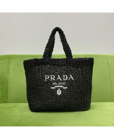 PRADA Large raffia tote bag